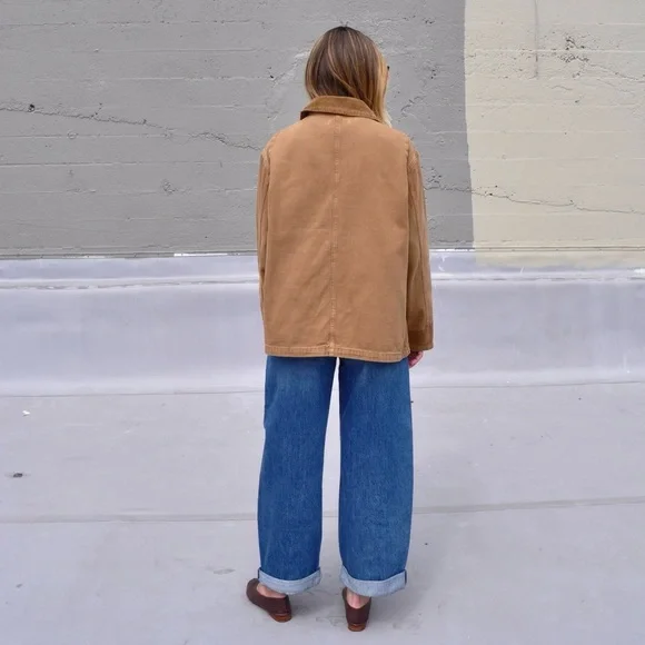 Rolla's Women's Denim Corduroy Barn Jacket in Washed Cocoa Size Medium (10) - Picture 2 of 11